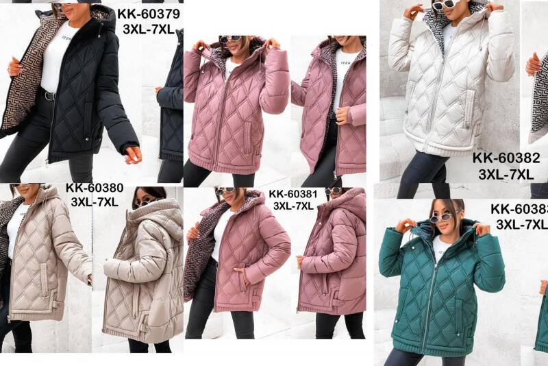 Kurtki damskie cienki Roz 3XL-7XL, 1 Kolor Paczka 5 szt